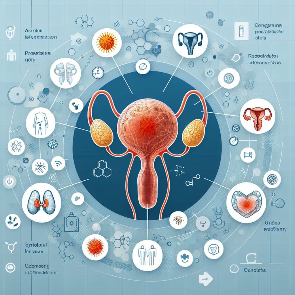 Illustration eines Mannes mit Prostatitis und den damit verbundenen Schmerzen und Symptomen.