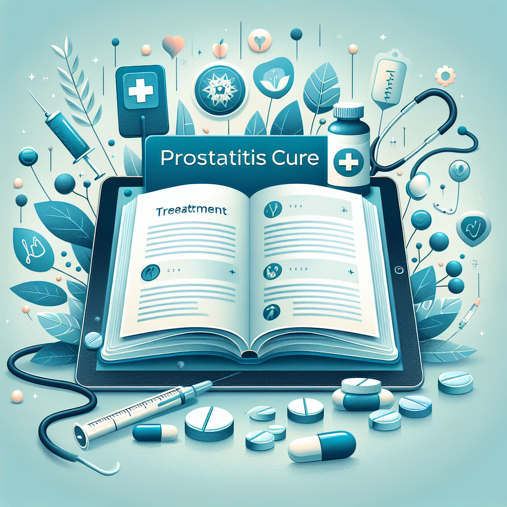 Illustration der verschiedenen Aspekte, Symptome und Behandlungen der Prostatitis.