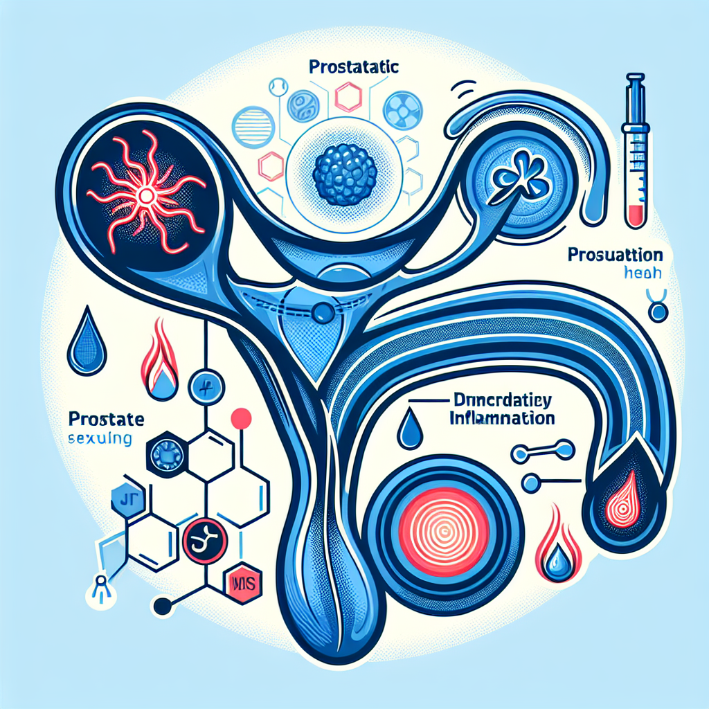 Schematische Darstellung der männlichen Anatomie mit Fokus auf die Prostata und Harnröhre, um die Verbindung zwischen Prostatits und Ejakulation zu verdeutlichen