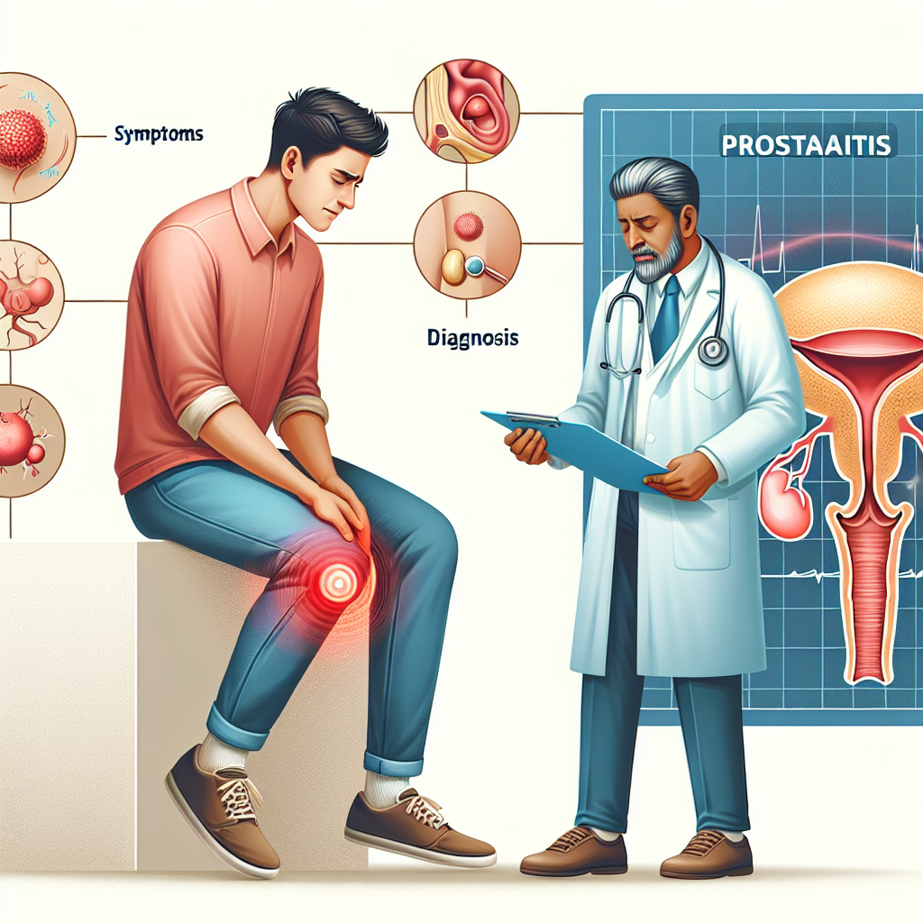 Illustration der Verbindung zwischen Prostatitis-Symptomen und möglichen Knieschmerzen, mit Fokus auf Diagnose- und Behandlungsmöglichkeiten