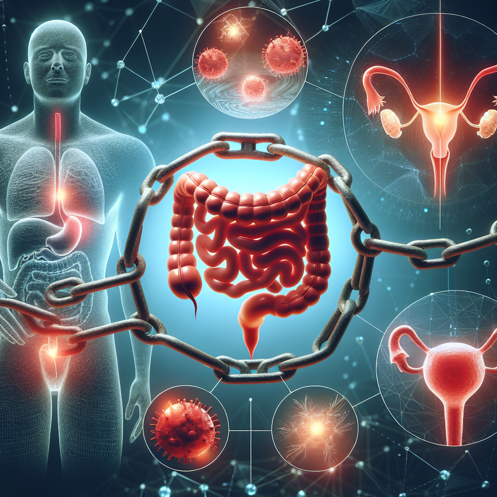 Grafische Darstellung der gemeinsamen Symptome von Reizdarmsyndrom und Prostatitis sowie Diagnose- und Behandlungsansätze.