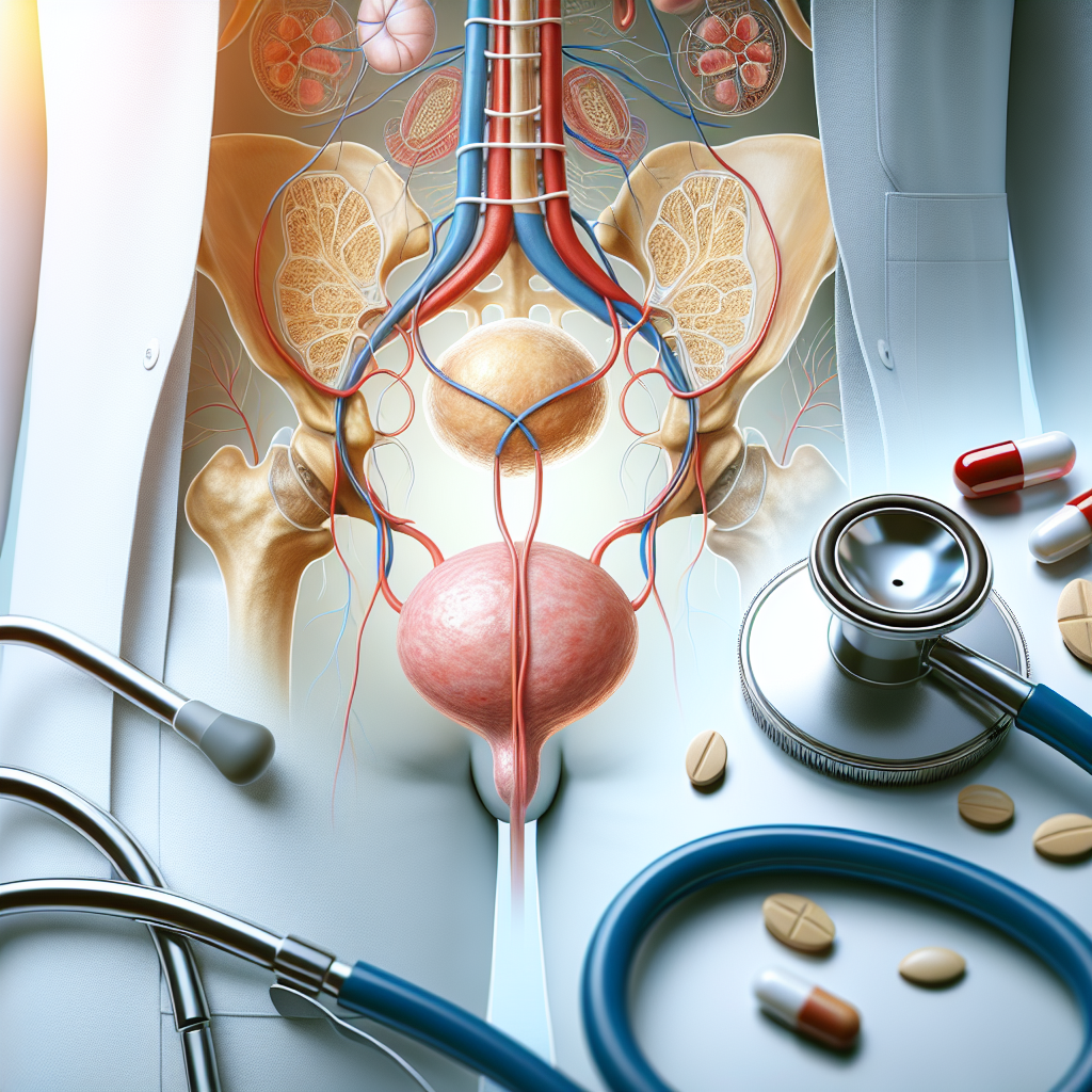 Illustration der Prostatitis und Hämaturie, zeigt die betroffenen Körperbereiche und mögliche Behandlungen