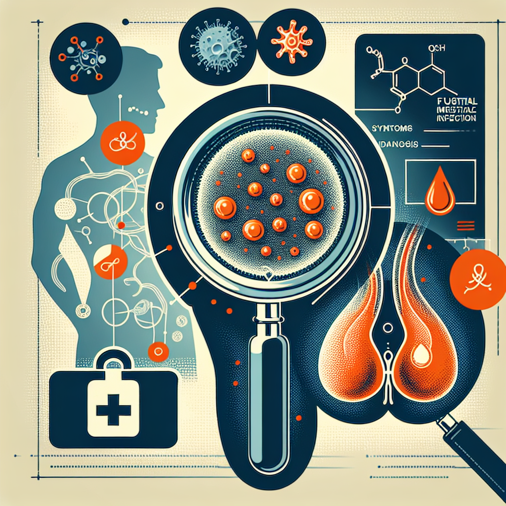 Medizinische Illustration der fungale Prostatitis mit Symptomen und Diagnosemethoden